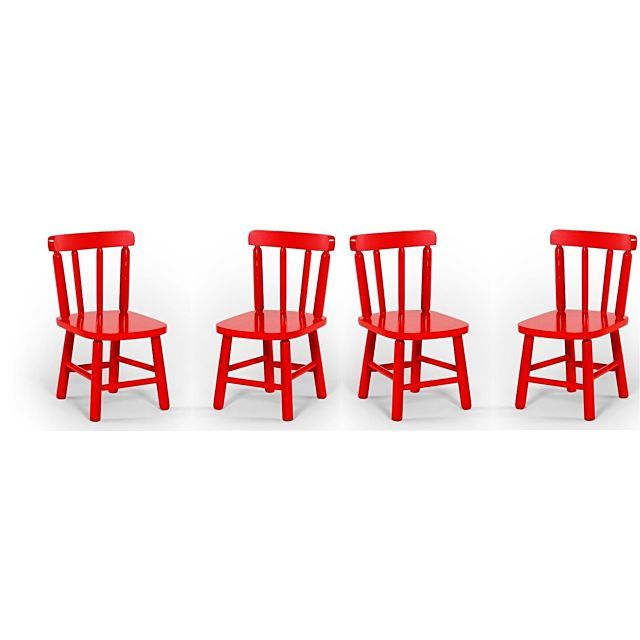 Conjunto De 4 Cadeiras Infantil Vermelha Disamóveis