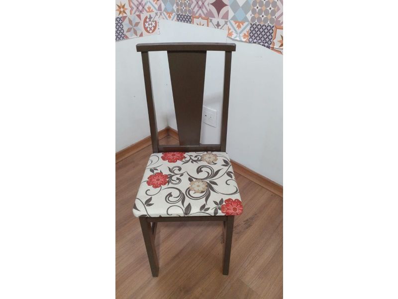 Cadeira Avulsa Cor Tabaco Com Assento De Tecido Floral De Madeira Móveis SeA