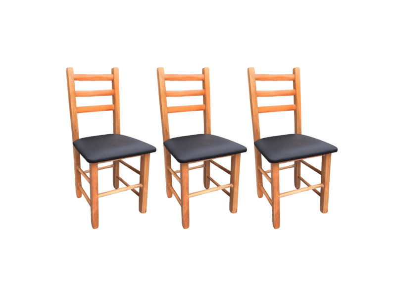 Kit Com 3 Cadeiras Com Assento Estofado E Pintura Em Verniz De Madeira Maciça Bv Magazine