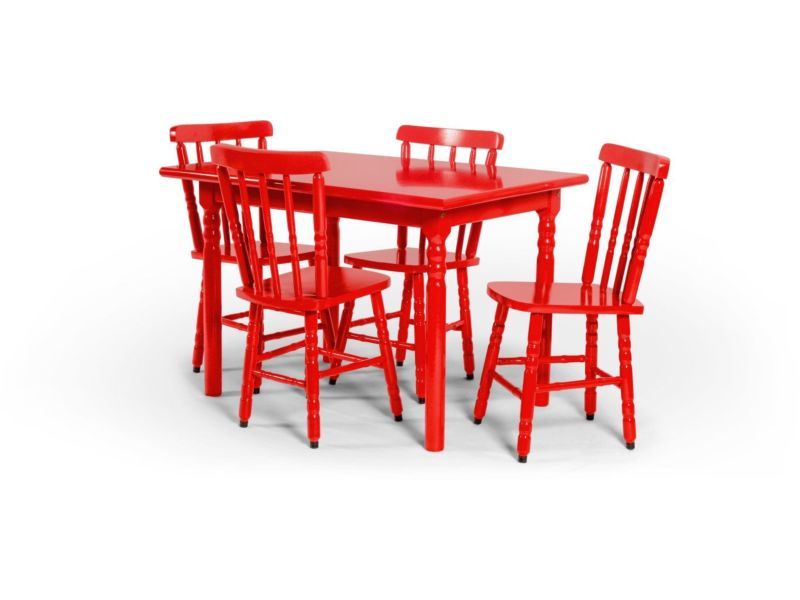 Jogo De Mesa Com 4 Cadeiras Monaco Vermelho Disa Móveis