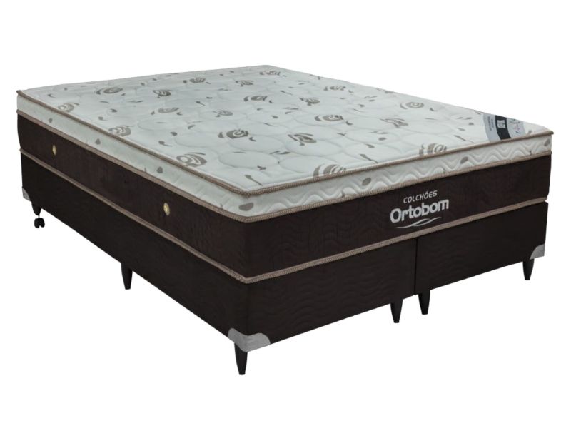 Cama Box + Colchão Queen Size Ortobom Sleep King 158x198x53